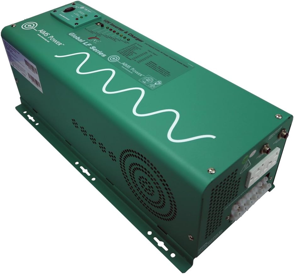 AIMS Power 2500 Watt 12 VDC Pure Sine Inverter Charger 120 VAC Output 85A Charger 30A Transfer Switch PICOGLF25W12V120AL