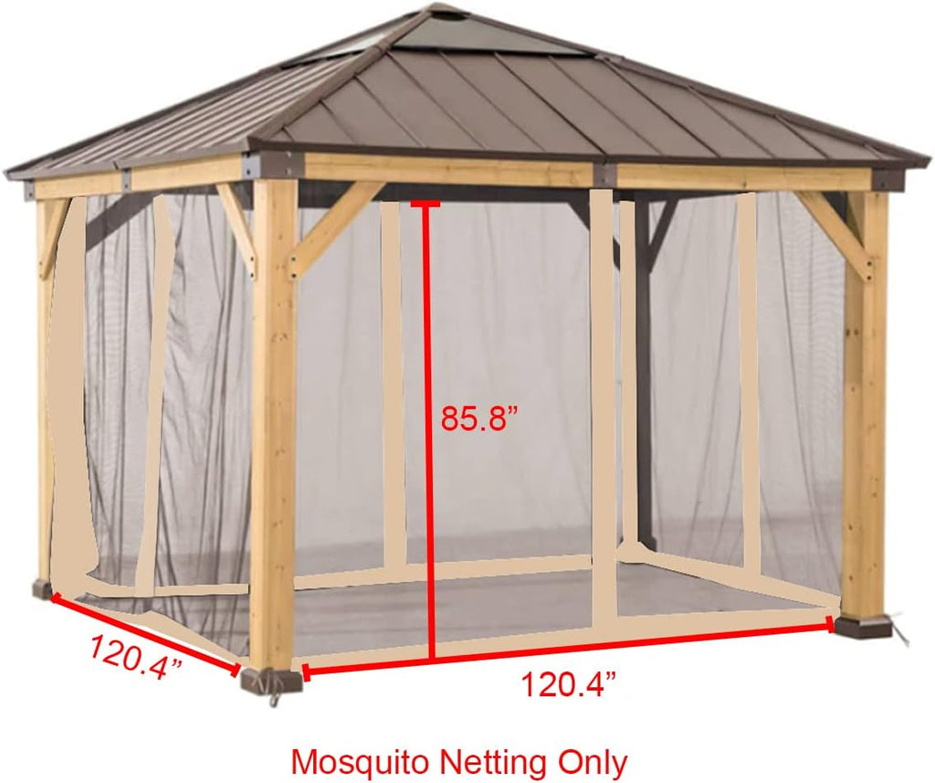 Garden Winds Replacement Mosquito Netting Set Compatible with The A102007200 Hard Top Gazebo