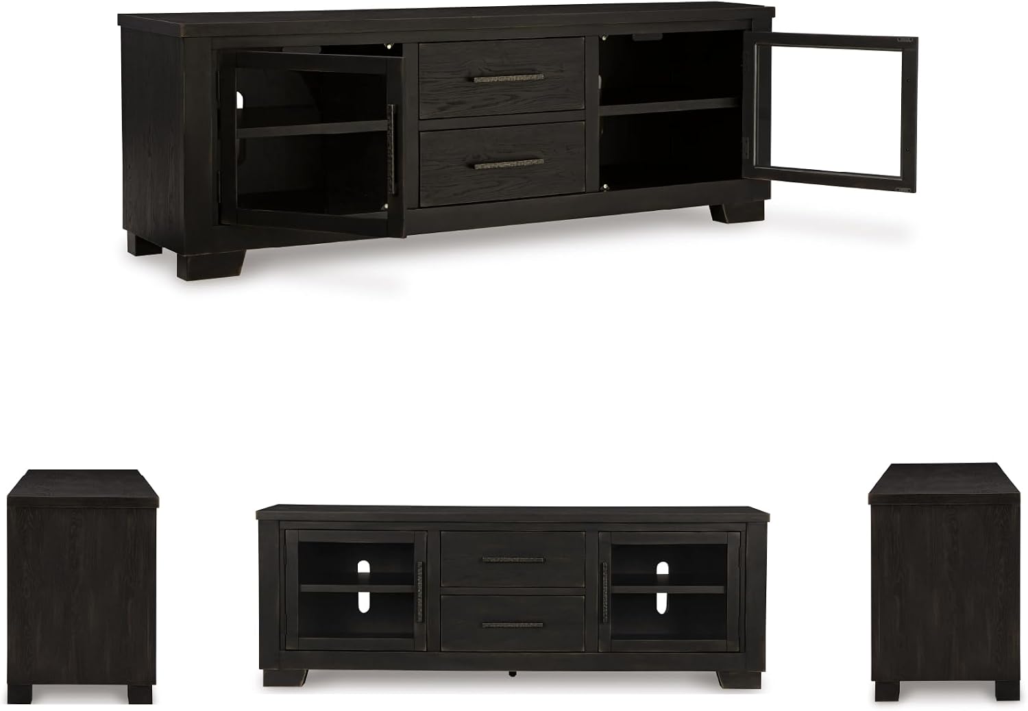 Signature Design by Ashley Galliden Urban 2-Drawer 80' TV Stand for TVs up to 91' with Adjustable Shelves, Cabinets, Cord Openings, Black