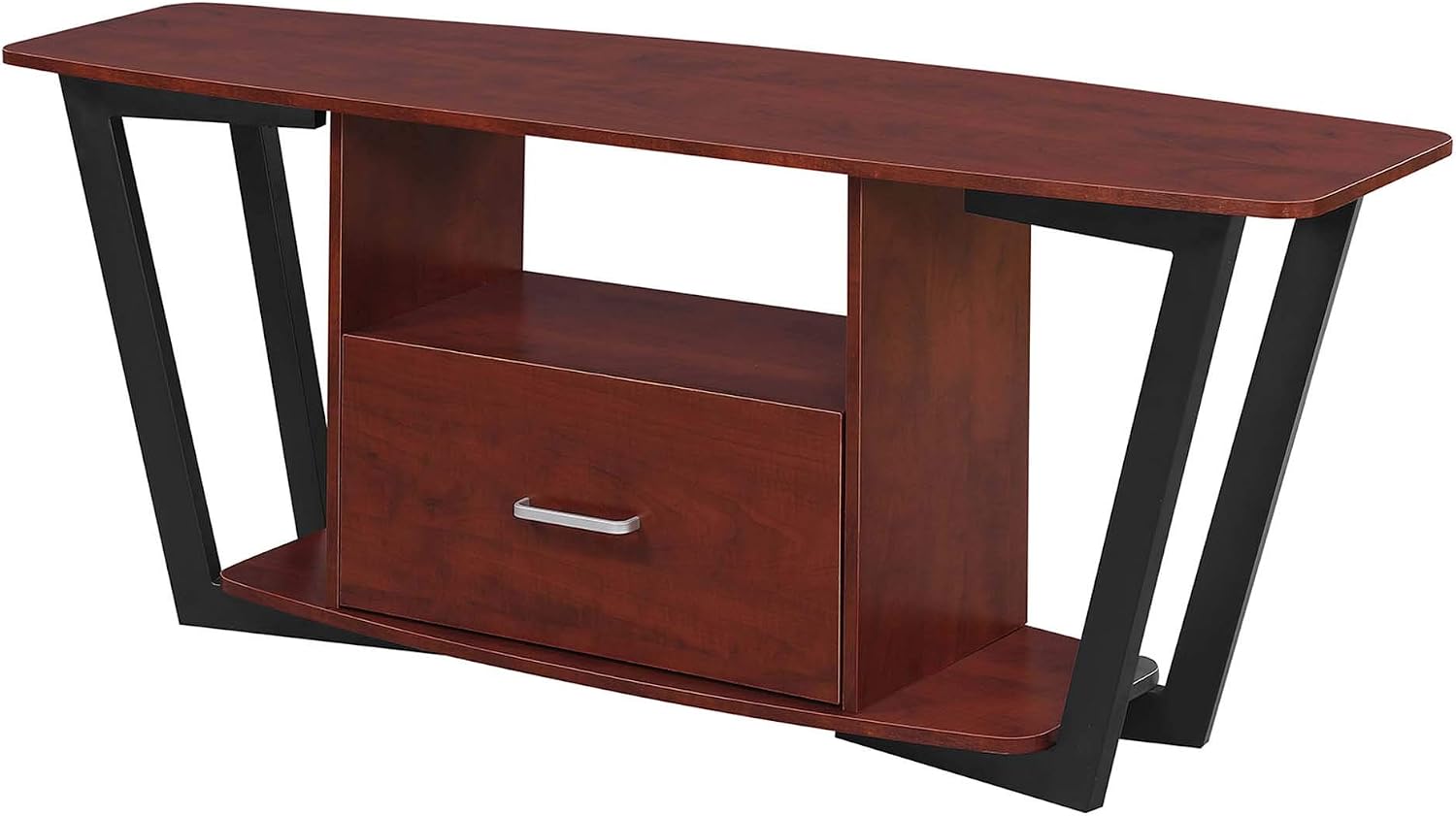 Convenience Concepts Graystone TV Stand 59.25' - Modern Entertainment Center for TVs up to 65', Industrial Media Console with Storage Drawer & Shelves for Living & Family Room, Cherry/Black
