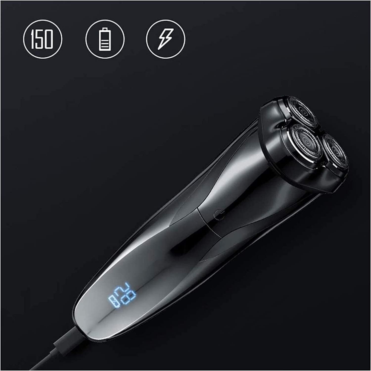 Electric Razor, 3D Rechargeable Waterproof Electric Shaver, Wet & Dry Rotary Shavers for Men Electric Shaving Razors with Pop-up Trimmer, LED Display 150 Mins Battery Life for Shaving