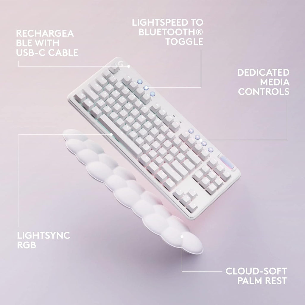 Logitech G Wireless Gaming Combo, G715 Keyboard Tactile + G705 Mouse, Customizable LIGHTSYNC RGB Lighting, Lightspeed Wireless, Bluetooth, PC/Mac/Laptop - White Mist