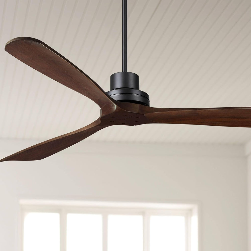 Casa Vieja 66' Delta-Wing XL DC Modern Industrial Indoor Ceiling Fan with Remote Control Matte Black Dark Walnut for Living Room Kitchen House Bedroom Kids Family Dining Home Office