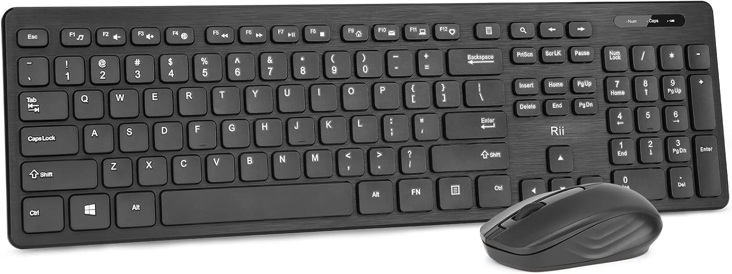 Wireless Keyboard and Mouse Combo - Rii Standard Office PC Keyboard and Optical Wireless Mice (Black (10 Pack))