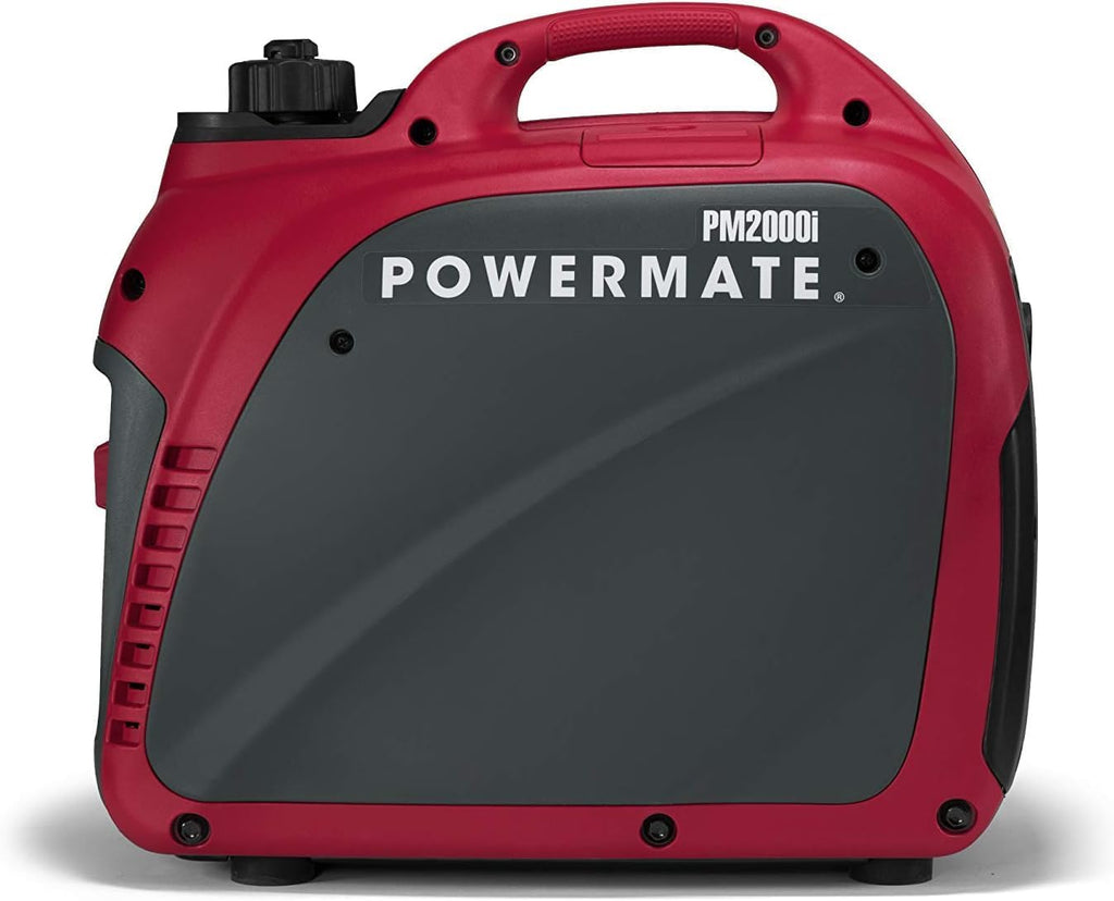 Powermate PM2000i 2,000-Watt Gas-Powered Portable Inverter Generator - Quiet Performance - Ideal for Home, Camping, RV and Outdoor Activites - Reliable Power for Emergencies and Recreation - Red/Black