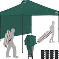 Eurmax USA NOMATTER ONE-Person Open&Close 10x10ft Pop Up Canopy Tent,Portable Shelter for Outdoor Events with 1 Removable Sidewall,Instant Canopies,Temporary Sunshade,Bonus 4 Sand Bags (Forest Green)