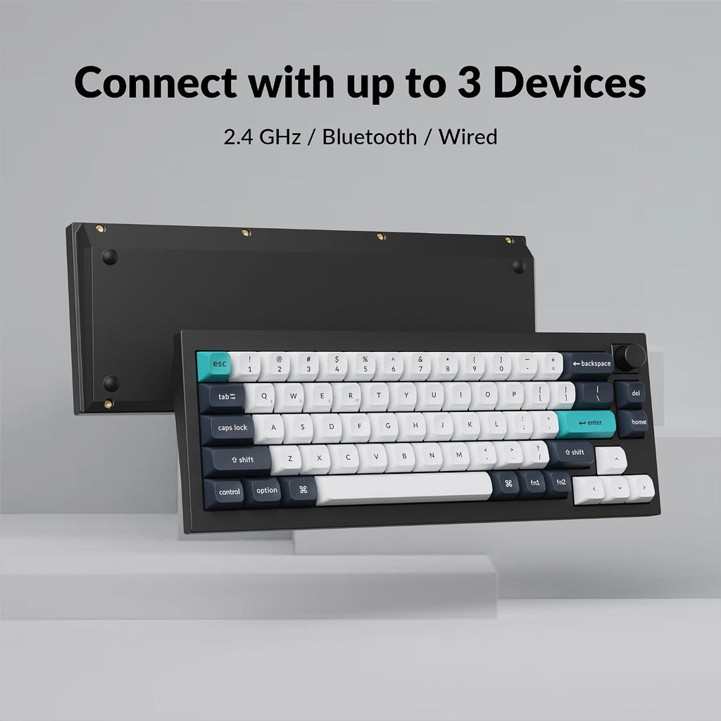 Keychron Q2 Max Wireless Custom Mechanical Gaming Keyboard, QMK/VIA Programmable Knob 2.4 GHz/Bluetooth 5.1/Wired, 65% Compact RGB Hot-Swap with Gateron Banana Switch for Mac Windows Linux - Black