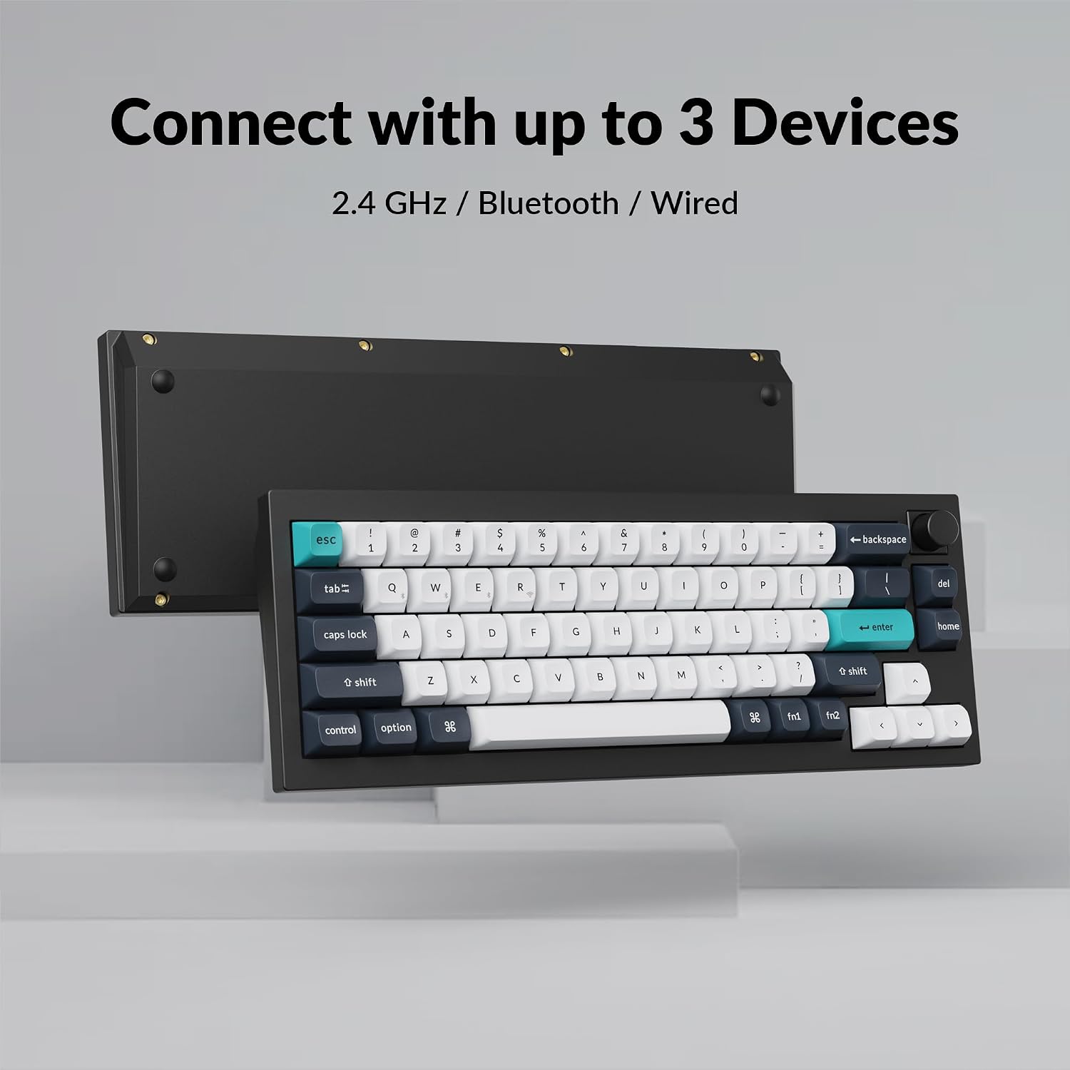 Keychron Q2 Max Wireless Custom Mechanical Gaming Keyboard, QMK/VIA Programmable Knob 2.4 GHz/Bluetooth 5.1/Wired, 65% Compact RGB Hot-Swap with Gateron Brown Switch for Mac Windows Linux - Black