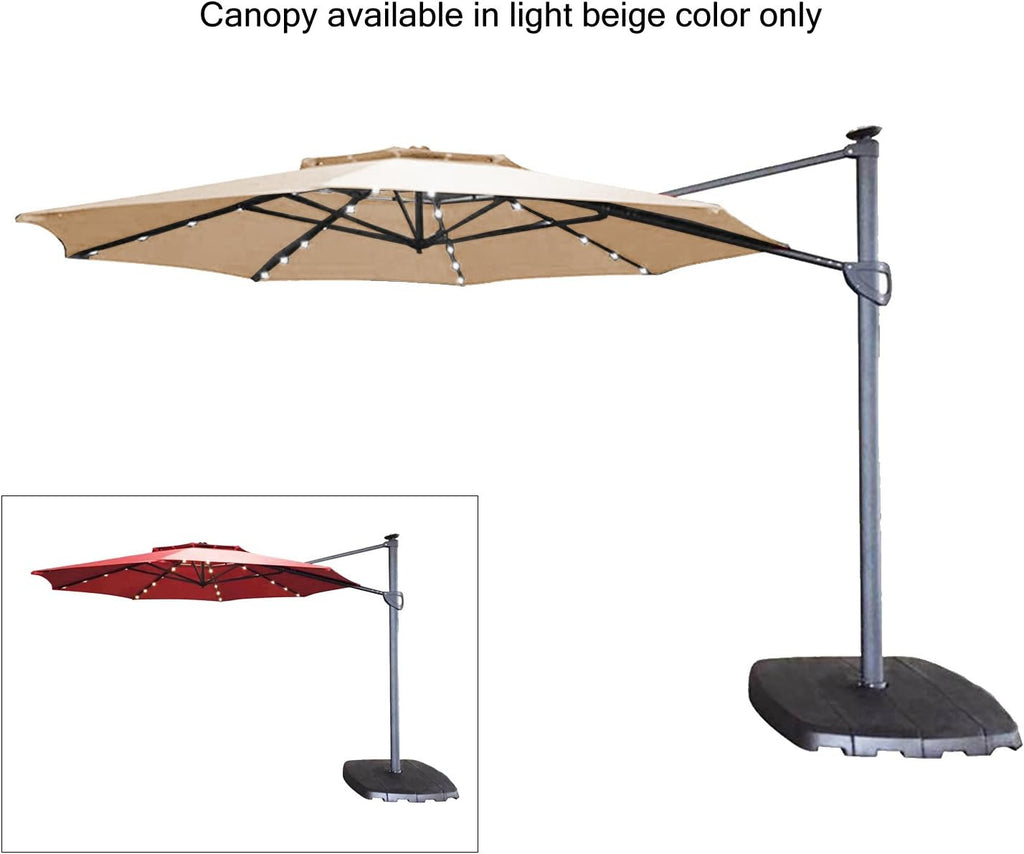 Garden Winds Replacement Canopy Top Cover for the Simply Shade 11ft LED Umbrella - Upgraded Fabric Riplock 500 - Will Fit Models AG45RLD-LS-3, AG45RLDT2-LS-2, AG45RLDT2-LS-1