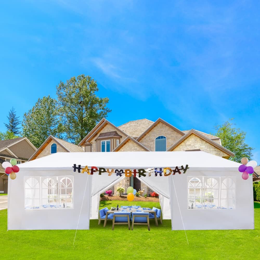 Outdoor Gazebo Canopy Wedding Party Tent Camping Shelter Commercial Instant Shelter Waterproof Tent with Removable Side Walls (Upgrade 10'x30' Eight Sides)