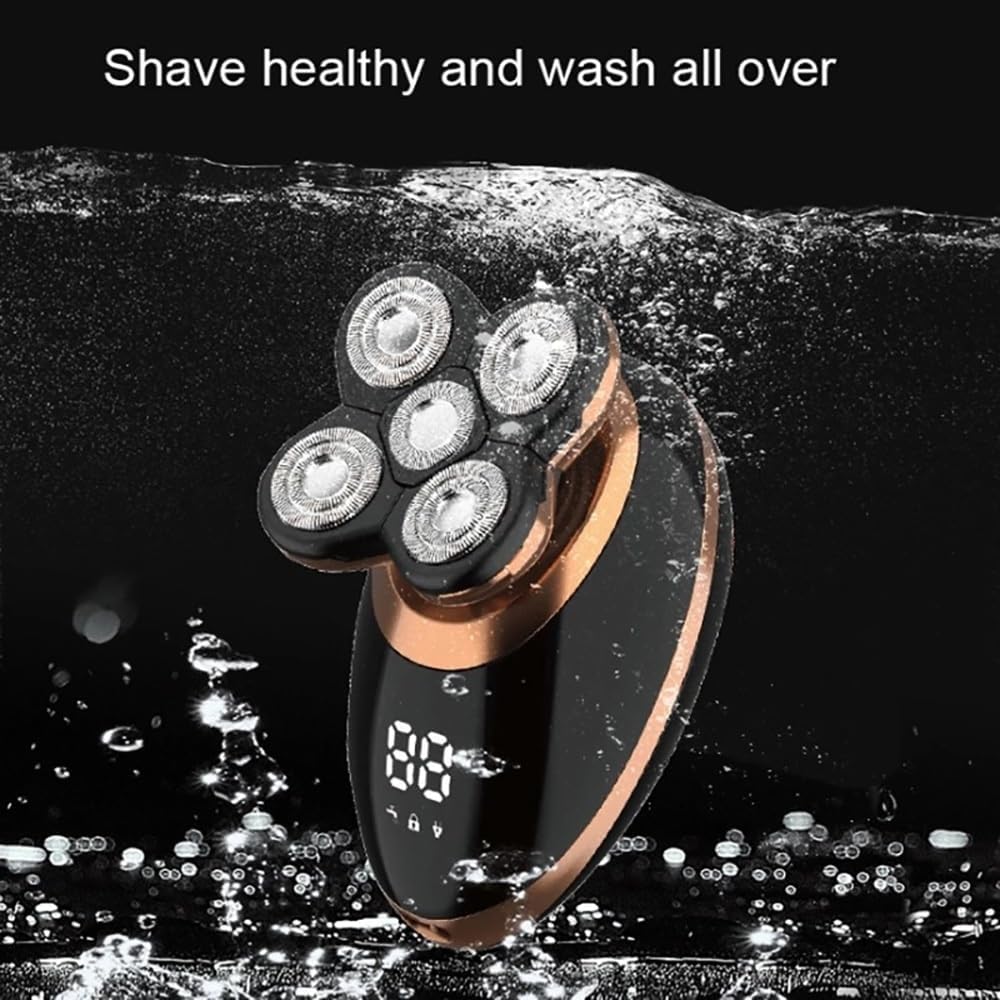 Head Shaver for Men, 5 in 1 Wet Dry Electric Shaver for Men Beard Hair Trimmer Electric Razor Rechargeable Bald Shaving Machine LCD Display Grooming Kit