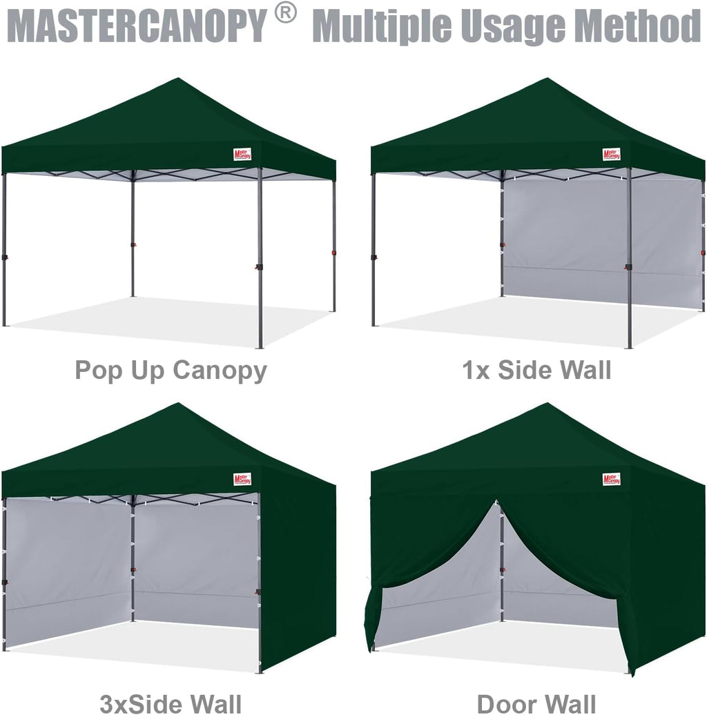 MASTERCANOPY Heavy Duty Pop up Canopy Tent with Sidewalls (10x10,Forest Green)