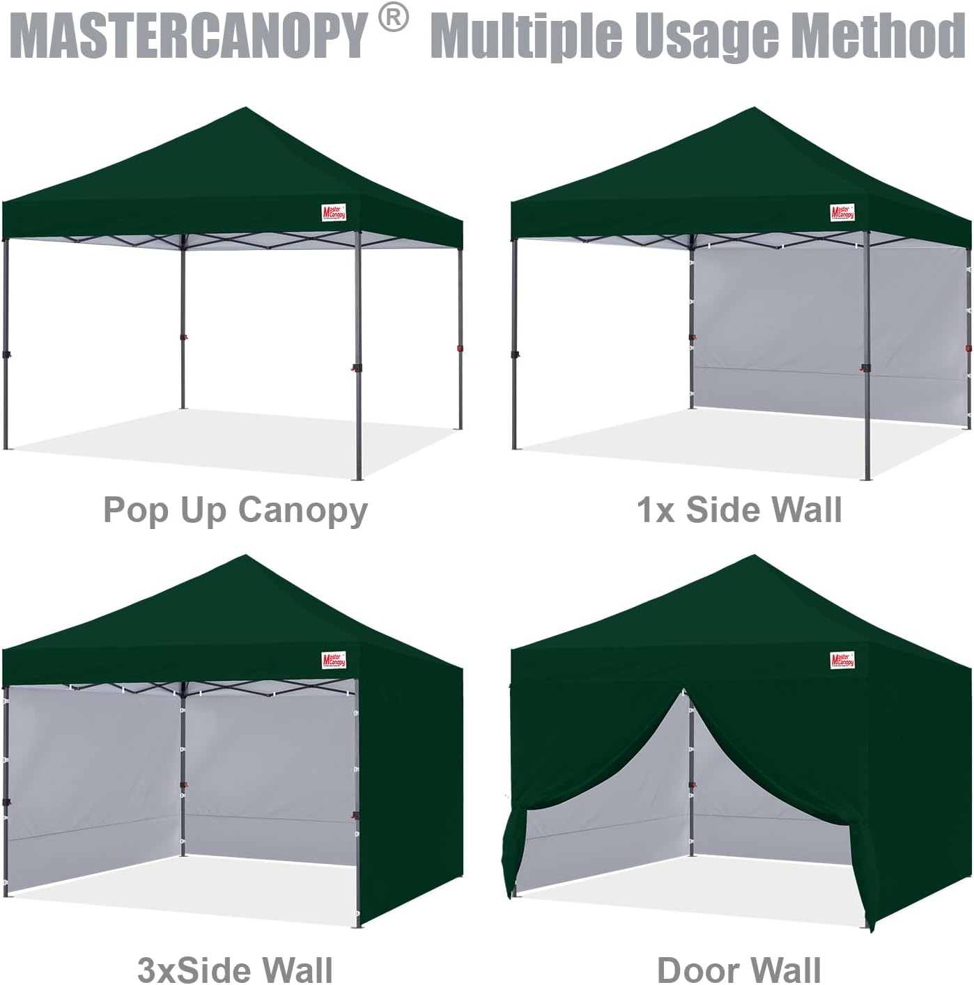 MASTERCANOPY Heavy Duty Pop up Canopy Tent with Sidewalls (10x10,Forest Green)