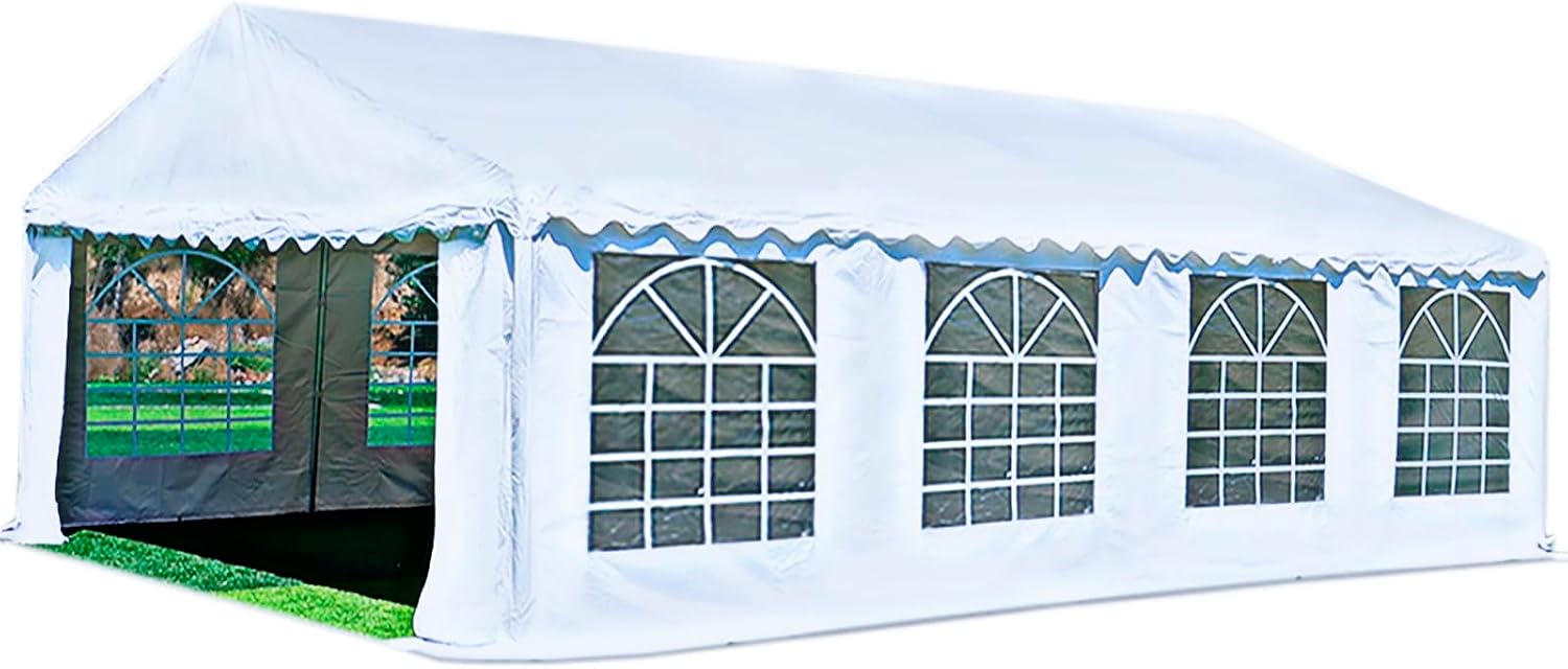 Party Tent 20x30 Heavy Duty Outdoor Commercial Event Tent, Ultimate Large Wedding Tent Carport Shelter Canopy with Removable Sidewall Windows, Elegant White Gazebo Perfect for Dream Weddings