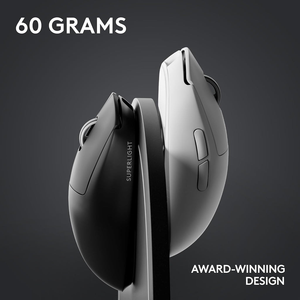 Logitech PRO X Superlight 2 Wireless Gaming Mouse, White | Ultra-Lightweight, Hero 2 Sensor, 44k DPI, 5 Programmable Buttons, Lightspeed Wireless, PC/Mac | with Signature Series Charging Dock