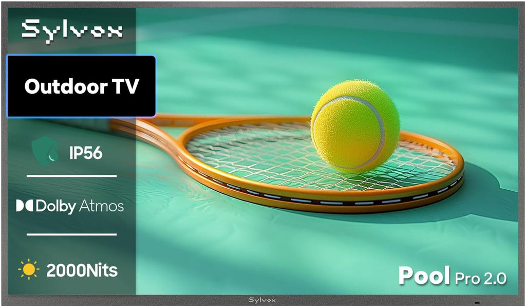 SYLVOX Outdoor TV, 75-Inch Waterproof Smart TV, 2000 nits Full Sun TV, 4K, Dolby Atmos, HDR10, Weatherproof Television with Voice Assistant Remote (Pool Pro 3.0, Latest Model)