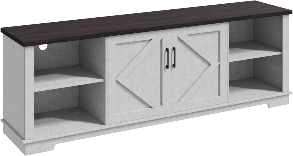 EROMMY 70' Farmhouse TV Stand for 80 Inch TV, Modern TV Console with Adjustable Shelves & Cable Management, Long Entertainment Center for Living Room