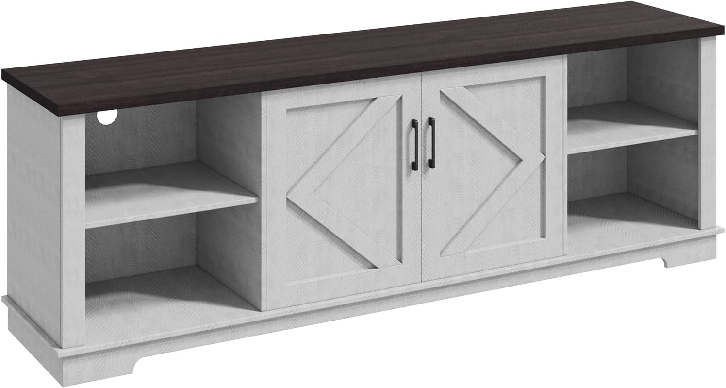 EROMMY 70' Farmhouse TV Stand for 80 Inch TV, Modern TV Console with Adjustable Shelves & Cable Management, Long Entertainment Center for Living Room