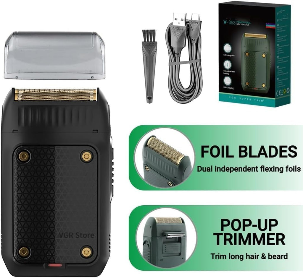 Electric Shavers for Bald Men, Professional Men's Razor Electric Shaver Mini Beard Trimmer Shaving Machine Foil Blade Trimmer USB Rechargeable (Color : Black)