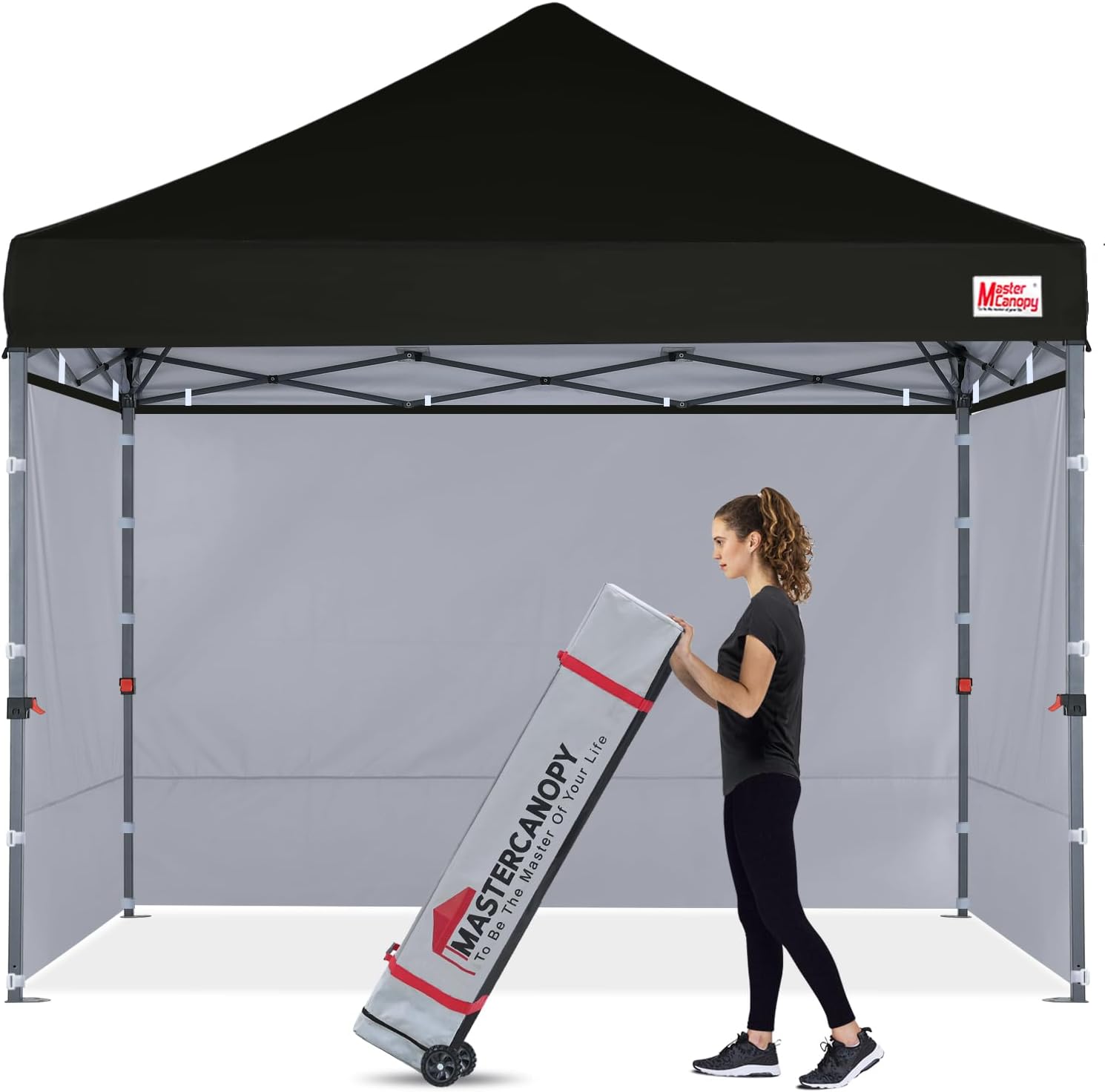 MASTERCANOPY Heavy Duty Pop-up Canopy Tent with Sidewalls (8x8,Black)
