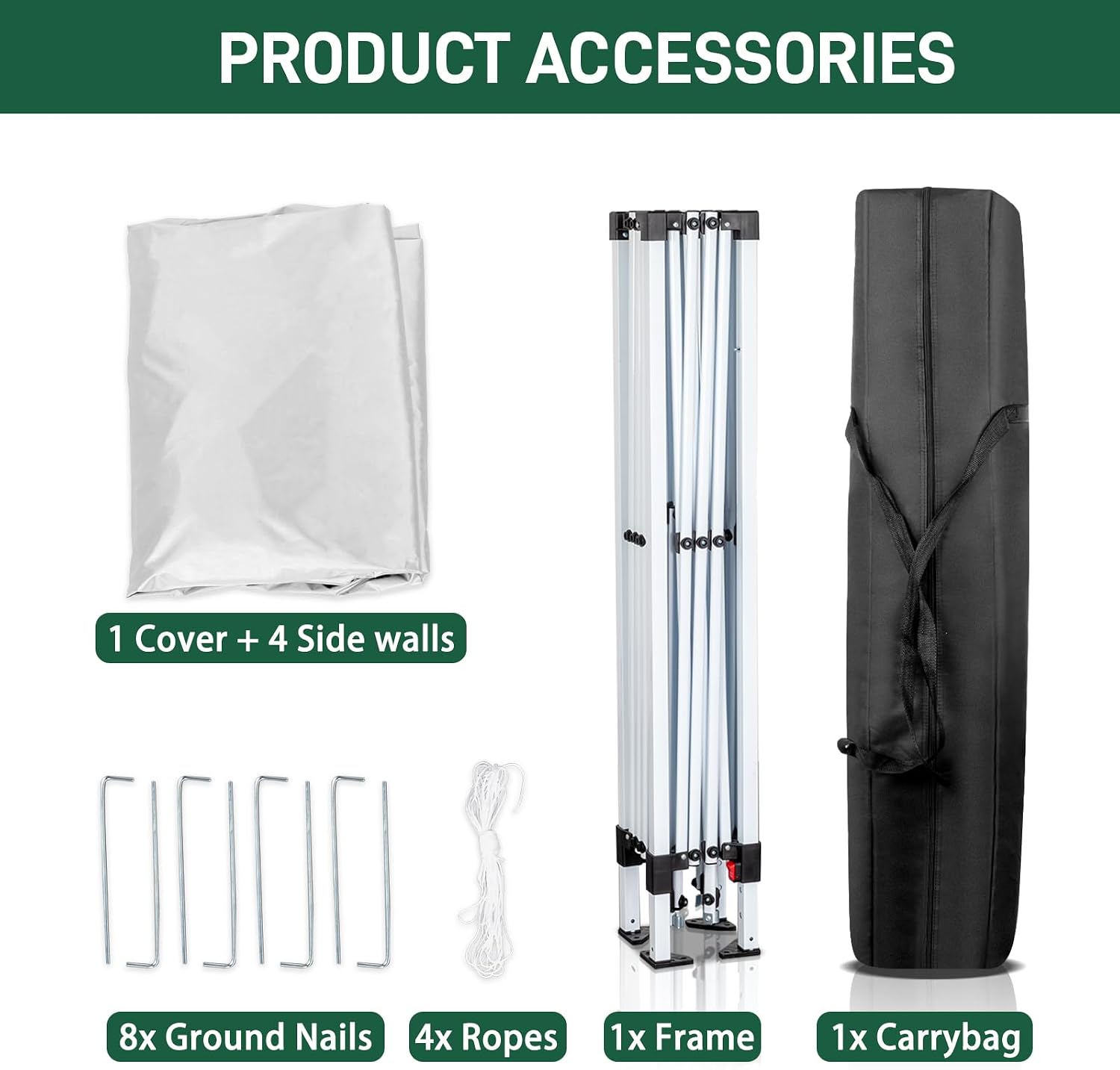 6.5x6.5 Pop Up Canopy Tent with Sidewalls, 3 Height Adjustable Beach Tent with Carrying Bag, 8 Stakes & 4 Ropes, Easy Set Up Gazebo for Events, Party, Wedding (6.5x6.5FT White with 4Sidewalls)