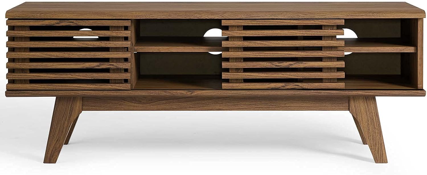 Modway Render 46' Mid-Century Modern Low Profile Media Console TV Stand, 46 Inch, Walnut