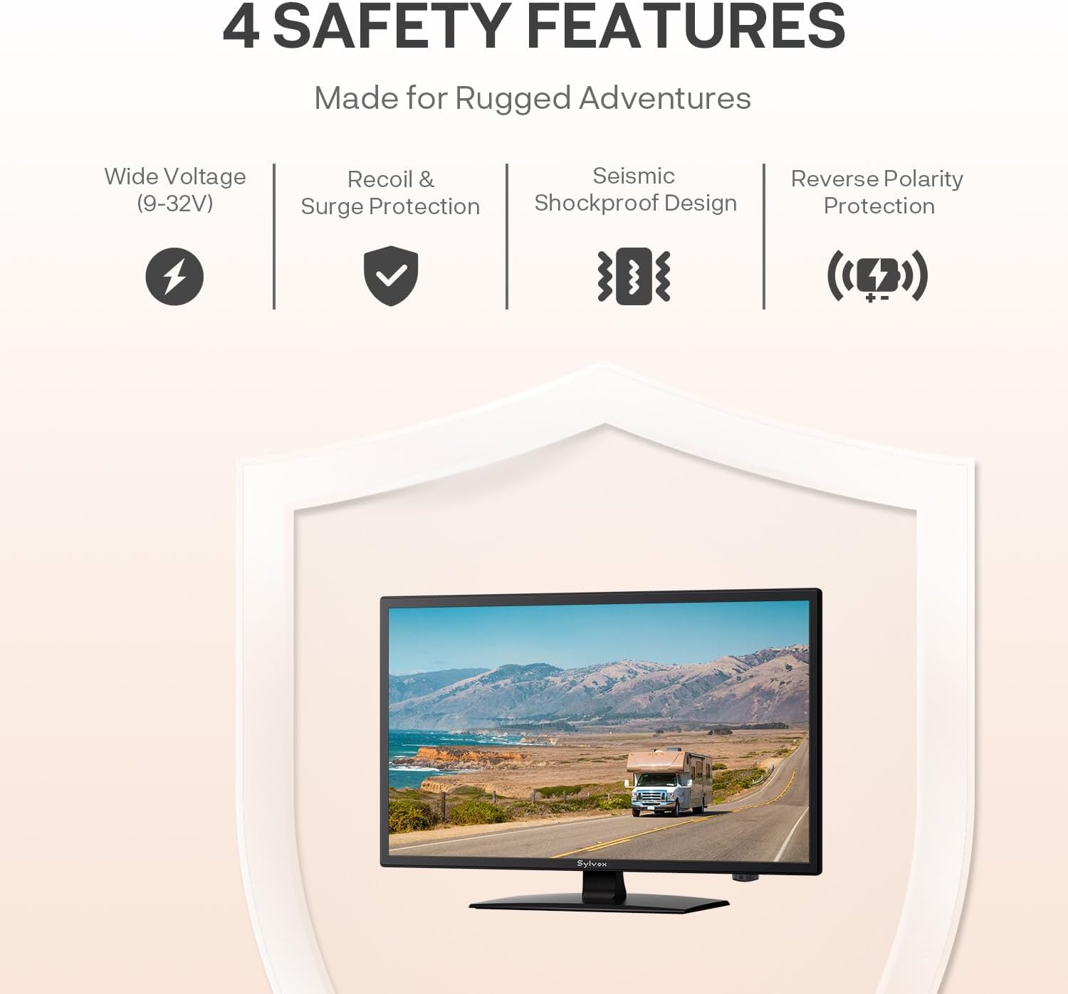 SYLVOX 19'' RV TV, Smart 12V HDTV W/DVD Player, Dual Power Options (12V DC/AC), Google OS & Google Assistant Compatibility, WiFi & Bluetooth, HDMI/USB Ports, Perfect for RVs, Campers, and Kitchens