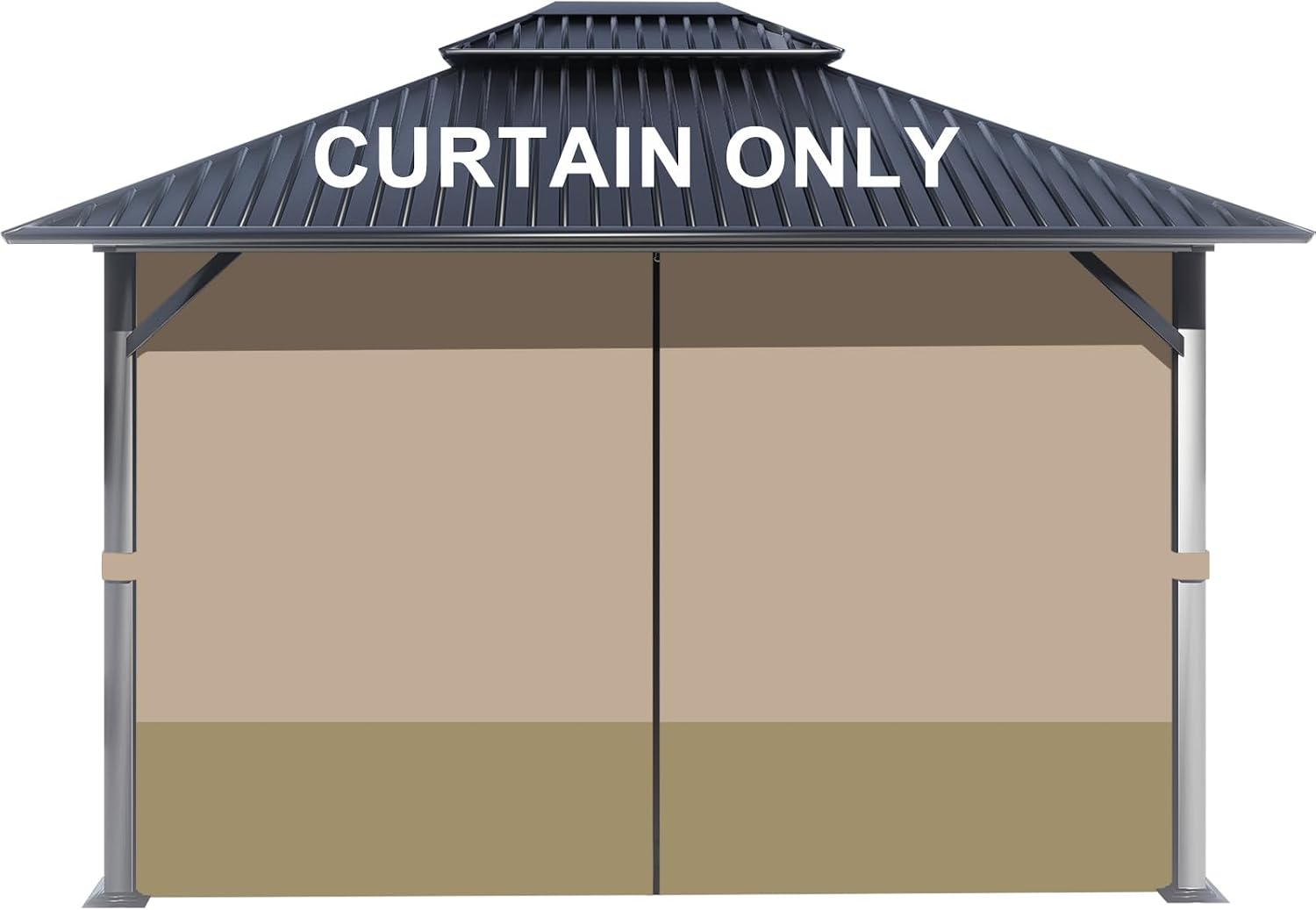 BPS 12' x 14' Gazebo Privacy Curtains with Double Zipper, 4-Panels Side Wall Universal Gazebo Side Panels Replacement for Patio, Outdoor Canopy, Garden and Backyard (Curtain Only)