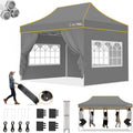 Hoteel 10x15 Pop Up Canopy Tent Heavy Duty with 4 Sidewalls, Waterproof Party Tent, Easy Set-up Commercial Instant Tents with Roller Bag & Sandbags, Hexagonal Leg (1-Year Warranty)
