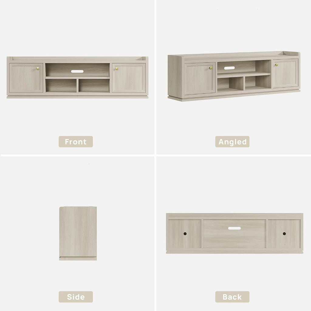 SICOTAS TV Stand Entertainment Center - 67' TV Console for Living Room Modern TV Stand for Bedroom, Media Console with Shelf and Cabinet, Entertainment Stand for TVs up to 65 75 Inch(Grey White Oak)