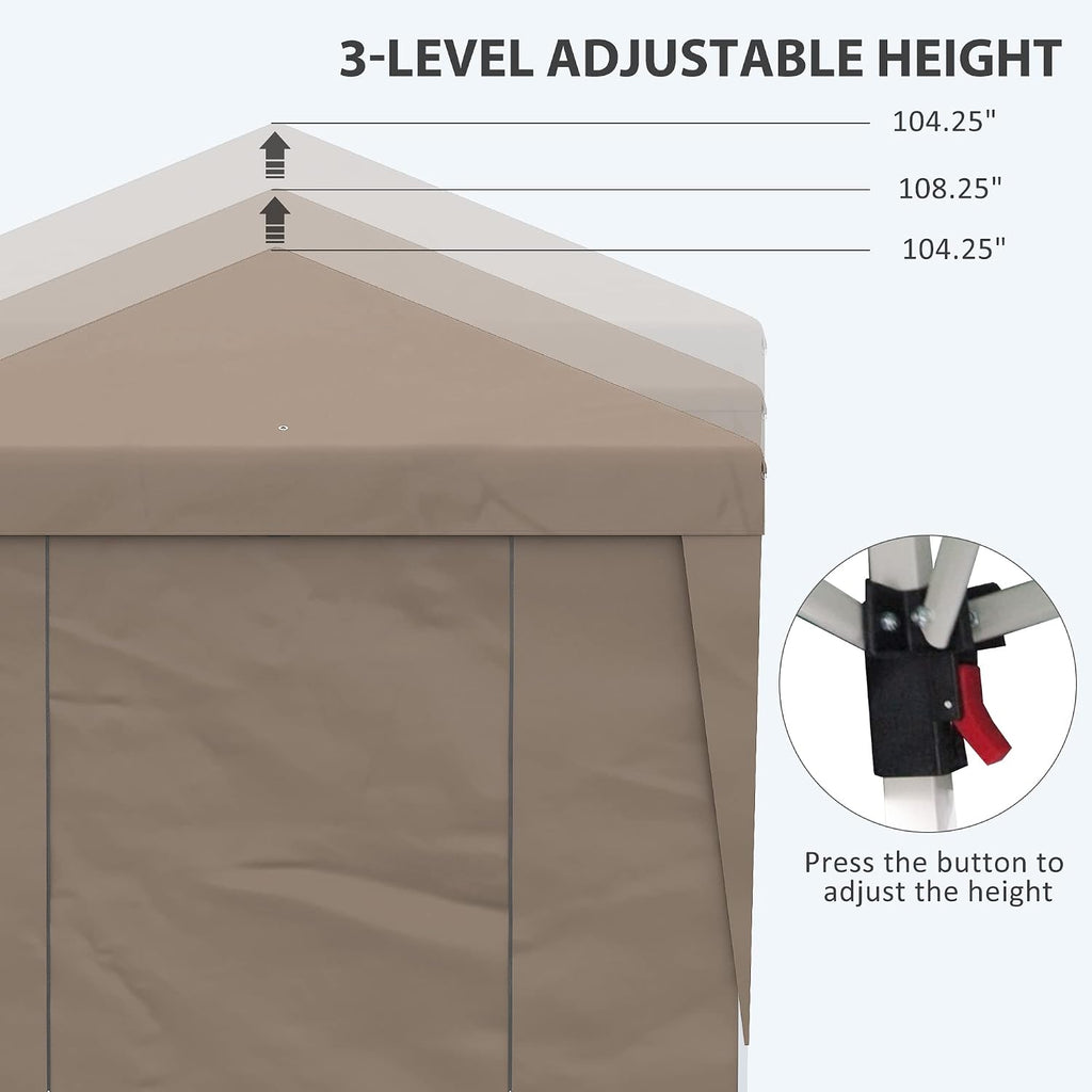 Outsunny 10' x 19.5' Pop Up Canopy with Sidewalls, UPF 30+ Height Adjustable Large Party Tent Event Shelter with Sandbags and Wheeled Carry Bag for Garden, Patio, Brown