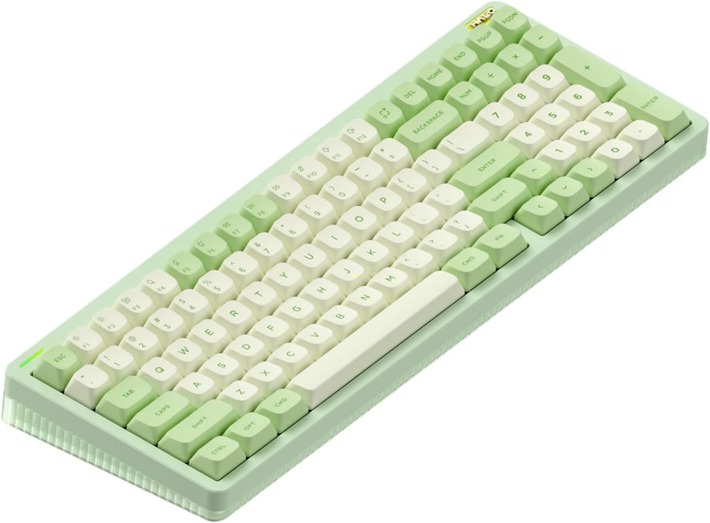 nuphy Halo96 V2 Wireless Keyboard,Gasket Structure,96% Hot Swappable Gaming Keyboard, 99 Kyes RGB Backlit Mechanical Keyboard, Support QMK/VIA,Bluetooth/USB-C/2.4GHz-Green,Silent Red Clear-Top (45gf)