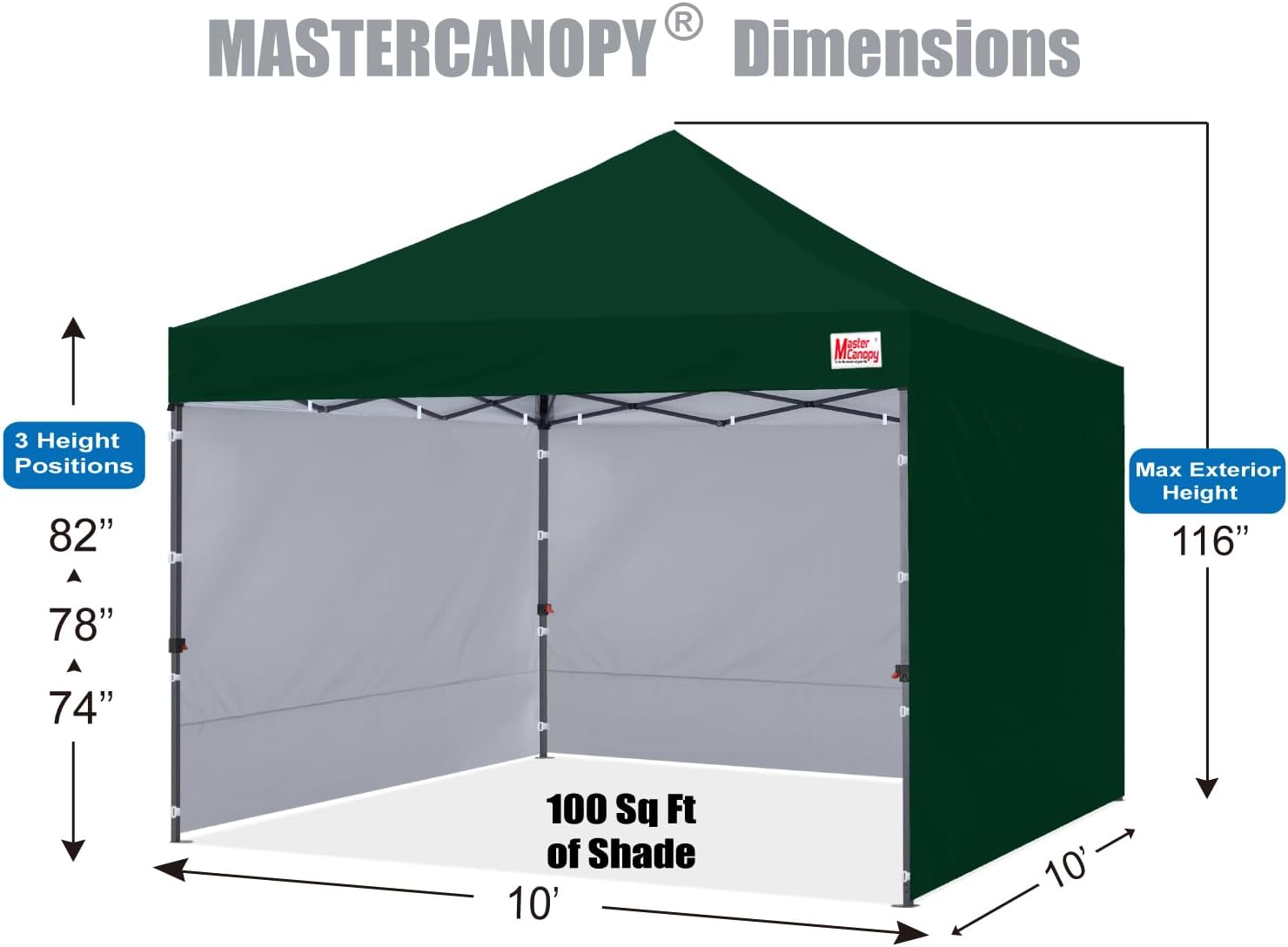MASTERCANOPY Heavy Duty Pop up Canopy Tent with Sidewalls (10x10,Forest Green)