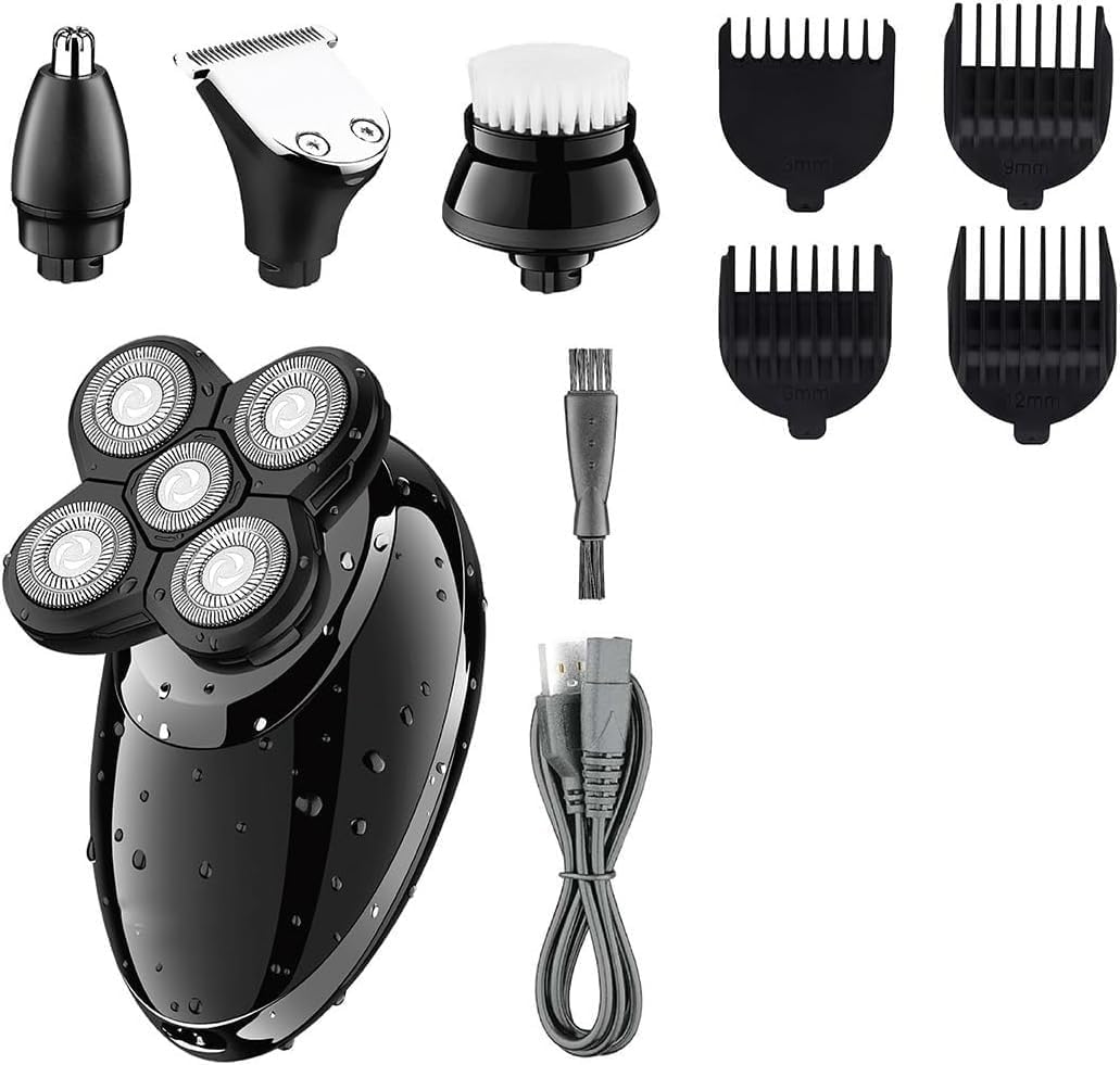 Electric Shavers for Bald Men, 4 in 1 Electric Shaver Beard Trimmer Razor Nose Trimmer Grooming Kit
