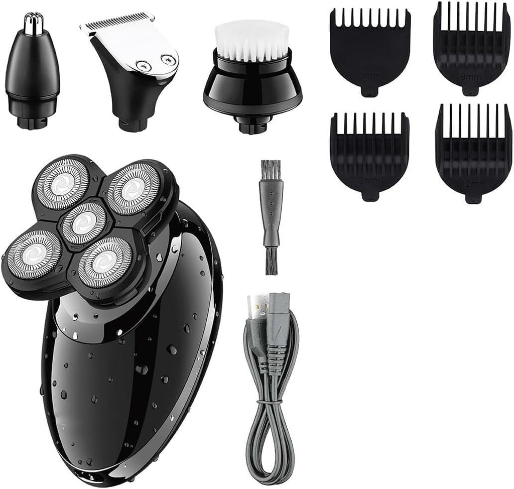 Electric Shavers for Bald Men, 4 in 1 Electric Shaver Beard Trimmer Razor Nose Trimmer Grooming Kit Waterproof Rechargeable Shaving Machine for Men
