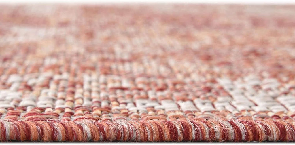 Unique Loom Outdoor Traditional Collection Area Rug - Valeria (2' x 3' 1' Rectangle, Rust Red/ Ivory)