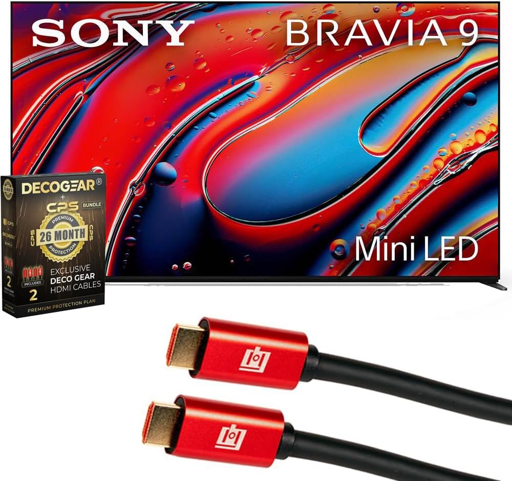 Sony BRAVIA 9 K85XR90 85 inch 4K HDR Smart QLED Mini-LED TV (2024) | Official USA Partner | with Deco Gear 4K HDMI 2.0 Cable x2 & CPS Exclusive 26 Month Protection Bundle (BEACH-CPS-265000)