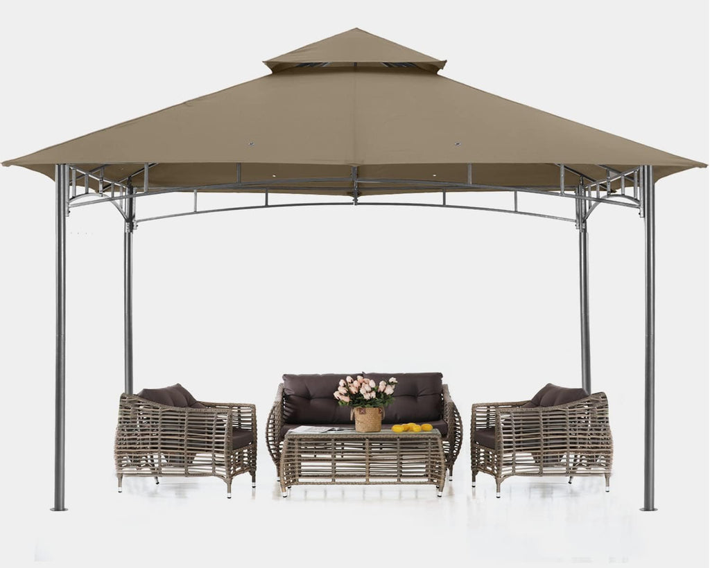 ABCCANOPY Gazebos for Patios 10x10 - Outdoor Steel Frame Gazebo for Lawn Backyard Garden Deck (Khaki)