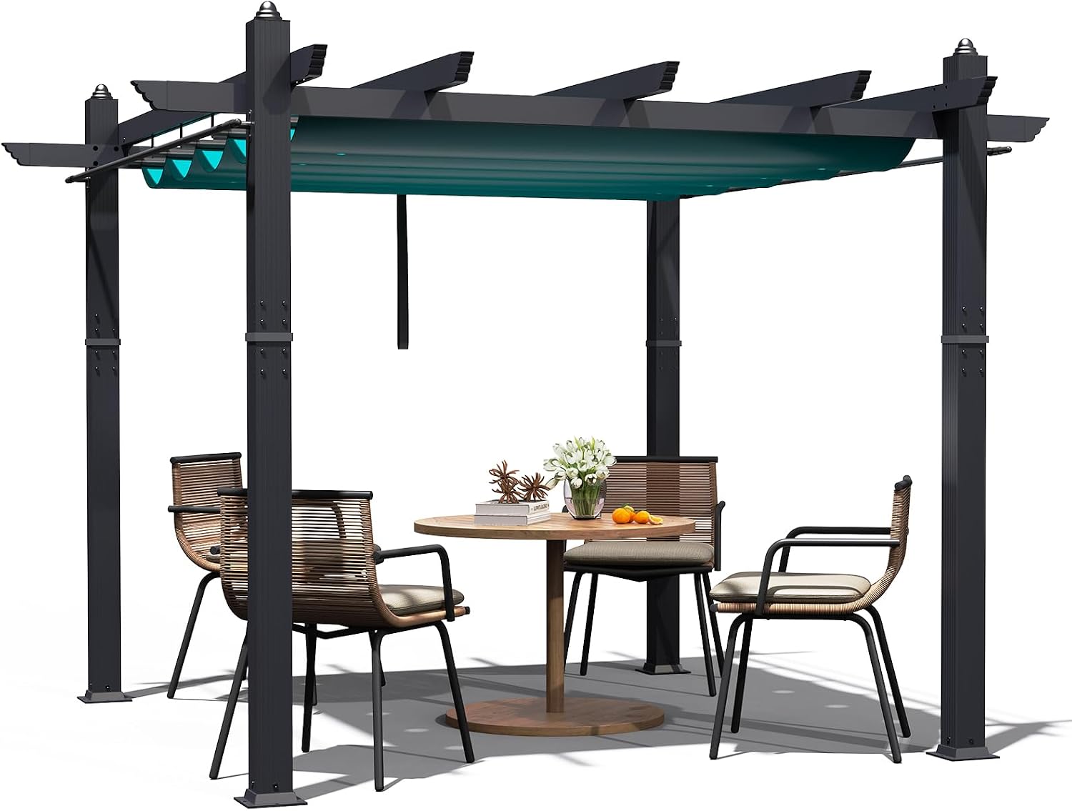 GarveeTech Outdoor Pergola, 10 x 13 FT Retractable Pergola Canopy, Reinforced Aluminum Frame, Heavy Duty Patio Pergolas Gazebos with Netting, Outdoor Shelter for Porch, Backyard, Deck