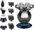 Head Shaver for Men, 5 in 1 7D Floating Cutter Head Base Charging Portable Electric Shaver Men Beard Trimmer Clipper Skull Shaver Waterproof Shaving Machine (Color : Metallic)