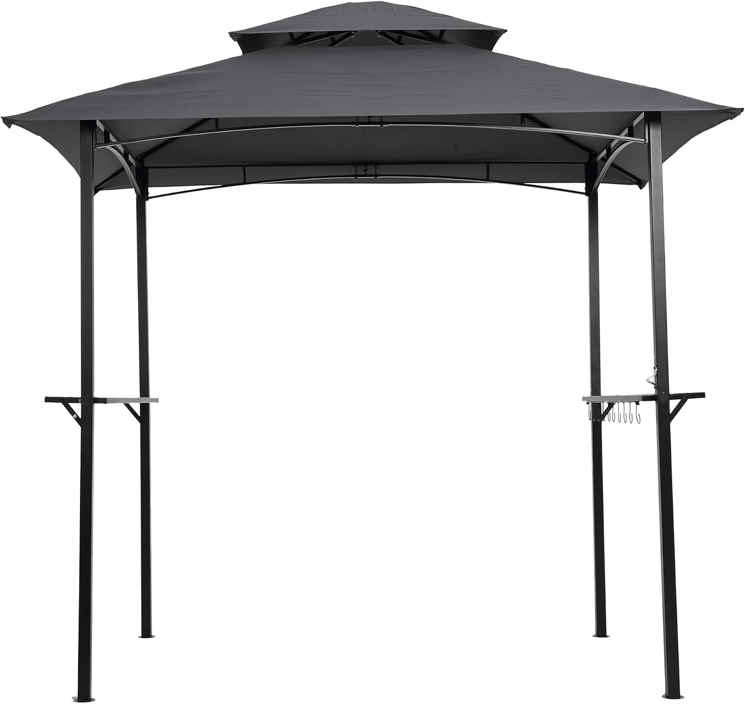Replacement Canopy for 8x5 FT Grill Gazebo, Double Tiered BBQ Tent Roof Cover Only, UV & Water Repellent Polyester Fabric (Gray)