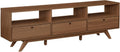 Walker Edison Kimi Mid Century Modern Minimalist Drop-Down Door Stand for TVs up to 85 Inches, 70 Inch, Mocha
