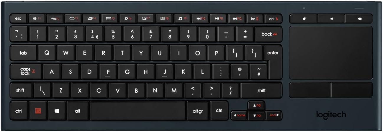 Logitech K830 Illuminated Living-Room Keyboard with Built-in Touchpad – Easy-Access Media Keys and Shortcut Keys for Windows or Android