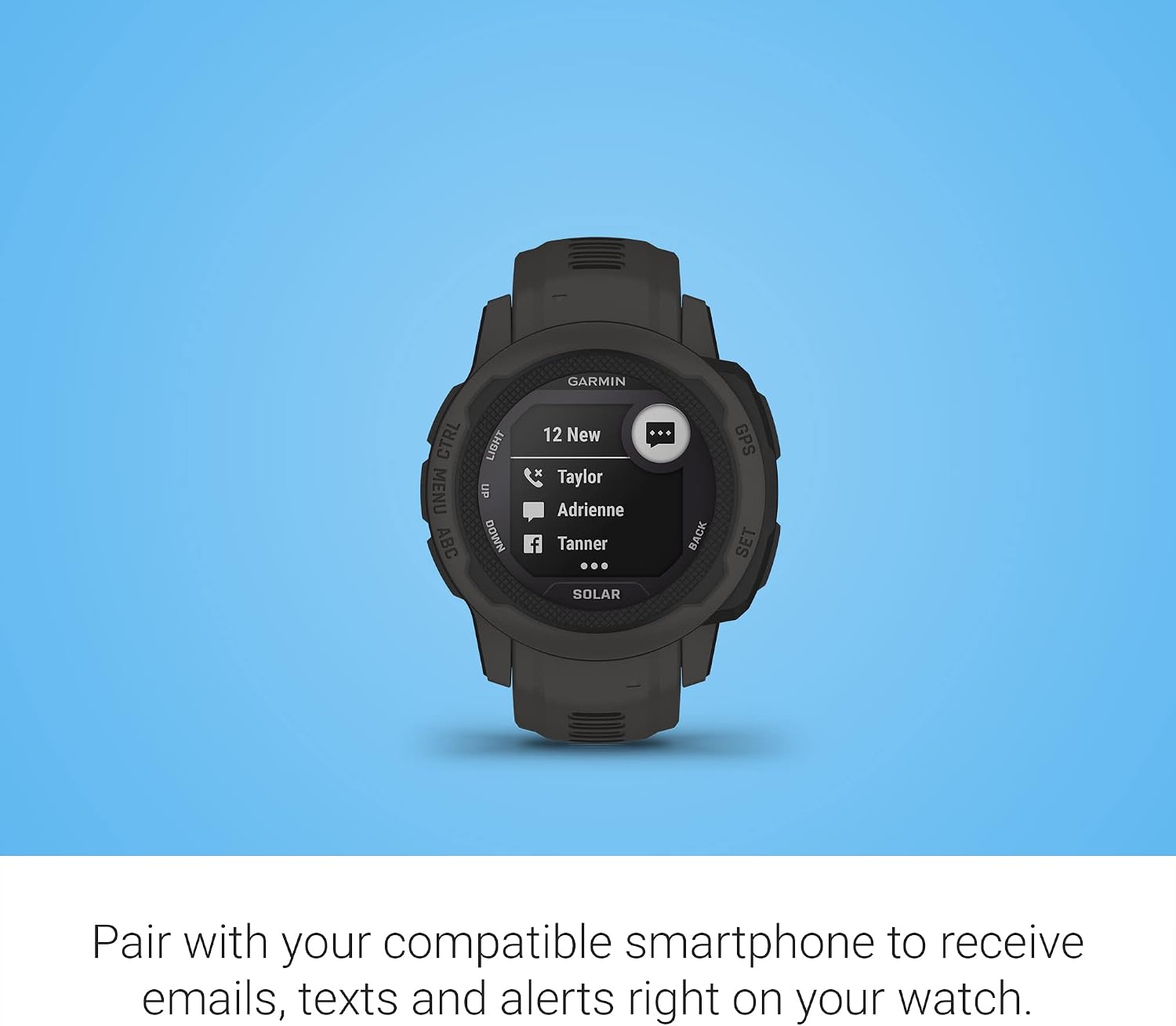 Garmin Instinct 2S Solar, Smaller-Sized Rugged Outdoor Watch with GPS, with Solar Charging Capabilities, Built for All Elements, Multi-GNSS Support, Tracback Routing and More, Graphite