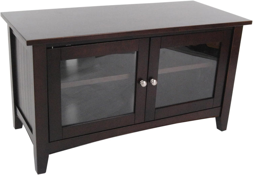Shaker Cottage 36-Inch TV Stand – Media Console with Glass Cabinet, Adjustable Shelf, & Cord Management – Entertainment Center for Living Room or Bedroom by Alaterre Furniture (Espresso)