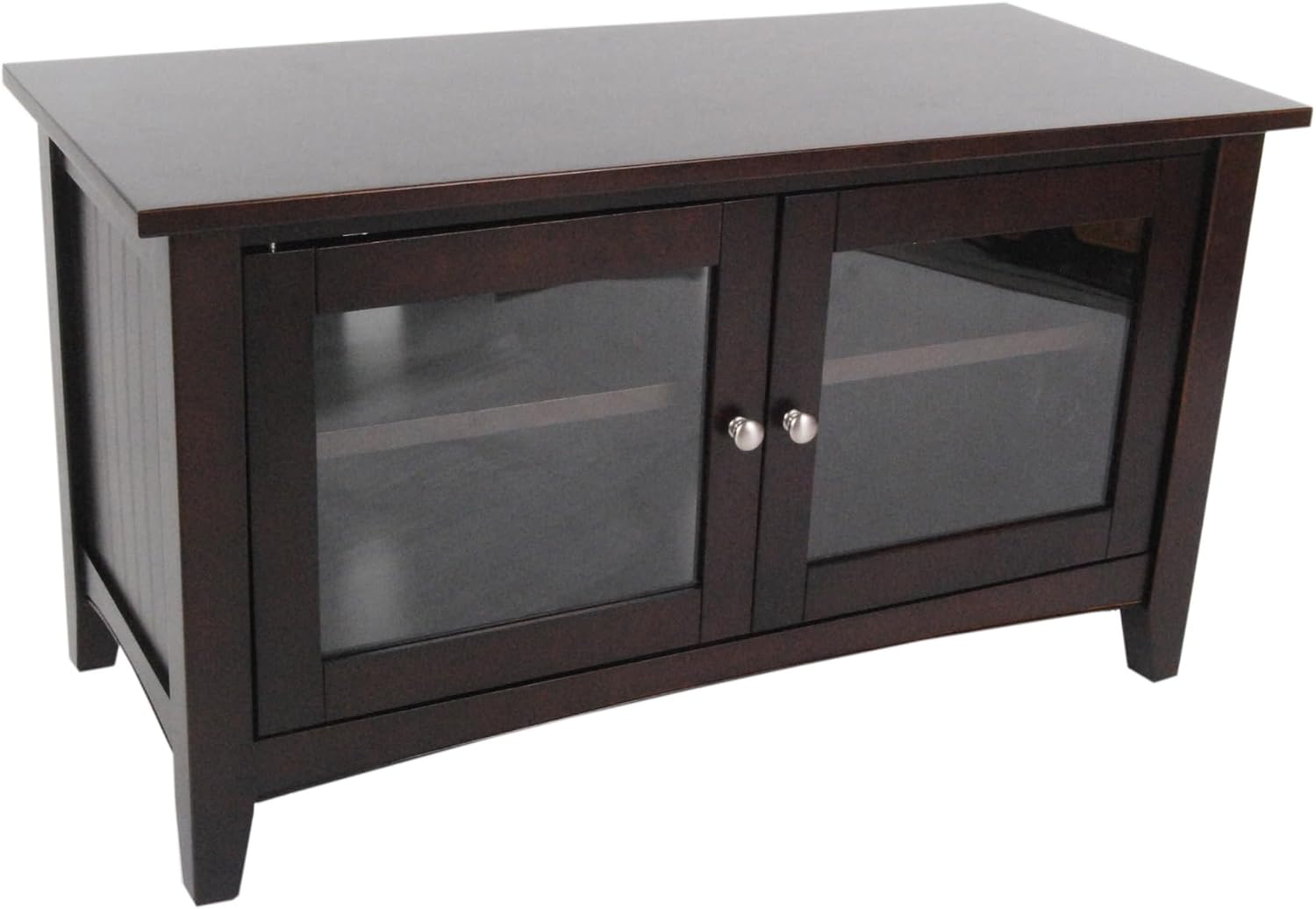 Shaker Cottage 36-Inch TV Stand – Media Console with Glass Cabinet, Adjustable Shelf, & Cord Management – Entertainment Center for Living Room or Bedroom by Alaterre Furniture (Espresso)