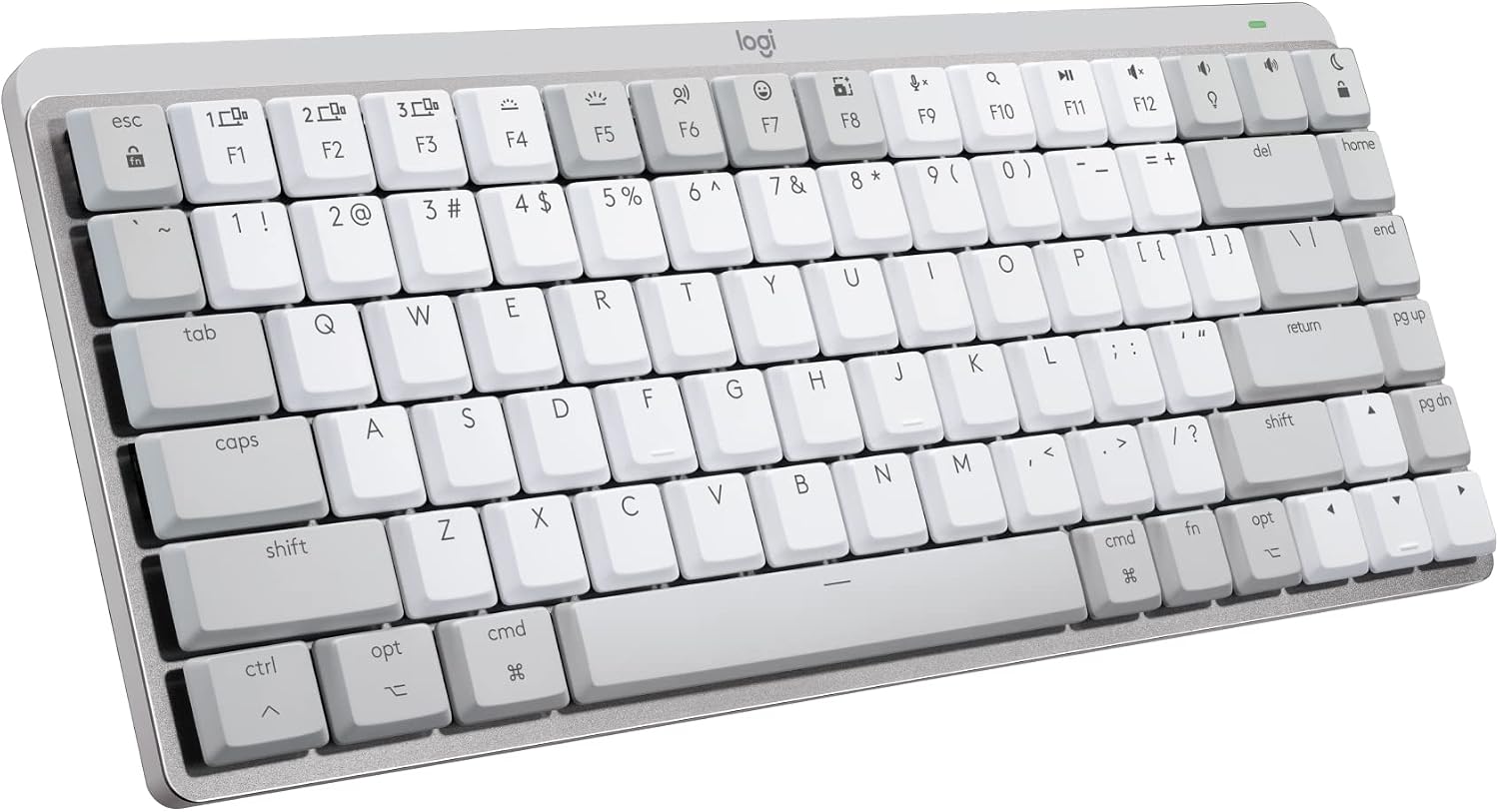 Logitech MX Mechanical Mini for Mac Wireless Illuminated Keyboard, Low-Profile Performance Switches, Tactile Quiet Keys, Backlit, Bluetooth, USB-C, Apple, iPad - Pale Grey