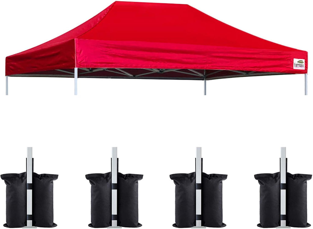 Eurmax USA 10x15 Pop Up Canopy Replacement Top,Universal Instant Canopy Cover ONLY,Heavy Duty UPF 50+ UV Protection,Water & Wind Resistant Tarp,30+ Colors Available,Bonus 4 Sand Bags (Red)