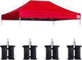 Eurmax USA 10x15 Pop Up Canopy Replacement Top,Universal Instant Canopy Cover ONLY,Heavy Duty UPF 50+ UV Protection,Water & Wind Resistant Tarp,30+ Colors Available,Bonus 4 Sand Bags (Red)