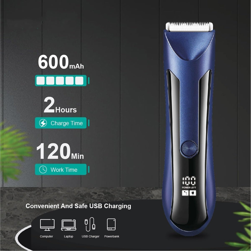 Hair Clippers for Men, Waterproof Groin Body Pubic Beard Hair Trimmer for Men&Women Electric Ball Shaver & Body Groomer Rechargeable Ceramic Blade(Black)